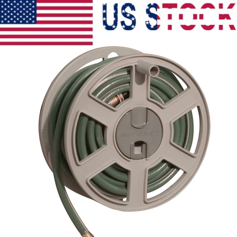 New 100ft. Taupe Sidewinder® Mounted Resin Hose Reel,Wall-Mounted Hose Reel