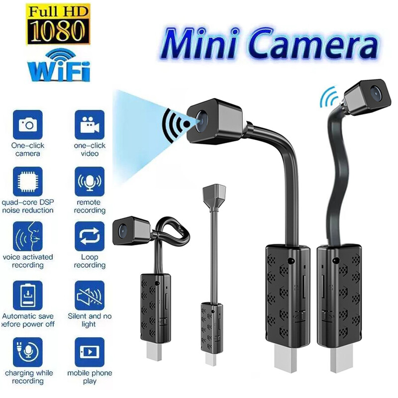 WiFi-enabled compact mini camera with full HD 1080p.