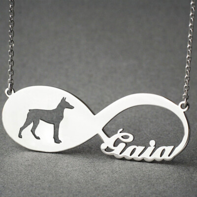 Personality Infinity Pet Dog Pendant Custom Puppy Name Necklace Memorial Jewelry