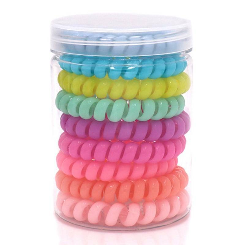 9pcs Elastic Spiral Coil Hair Ties Ponytail Holders Phone Cord