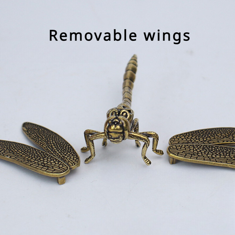 Brass Dragonfly Statue Wings Removable Toys Home Desktop Decorations Ornaments*