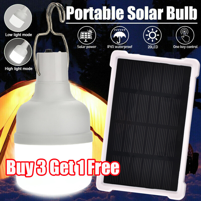 Solar Panel Powered 28W LED Lights Bulb Light Tent Lamp Yard Camping Out/Indoor*