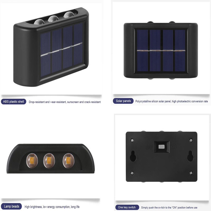 LED Solar Fence Lights Outdoor Dusk to Dawn Wall Light Garden Pathway Deck Lamp