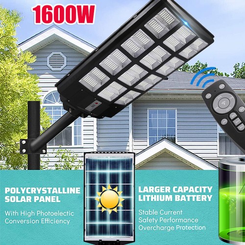 Solar LED Dusk-to-Dawn Light, Brightest Street Light, 1600 Watt, 99000000 Lumens