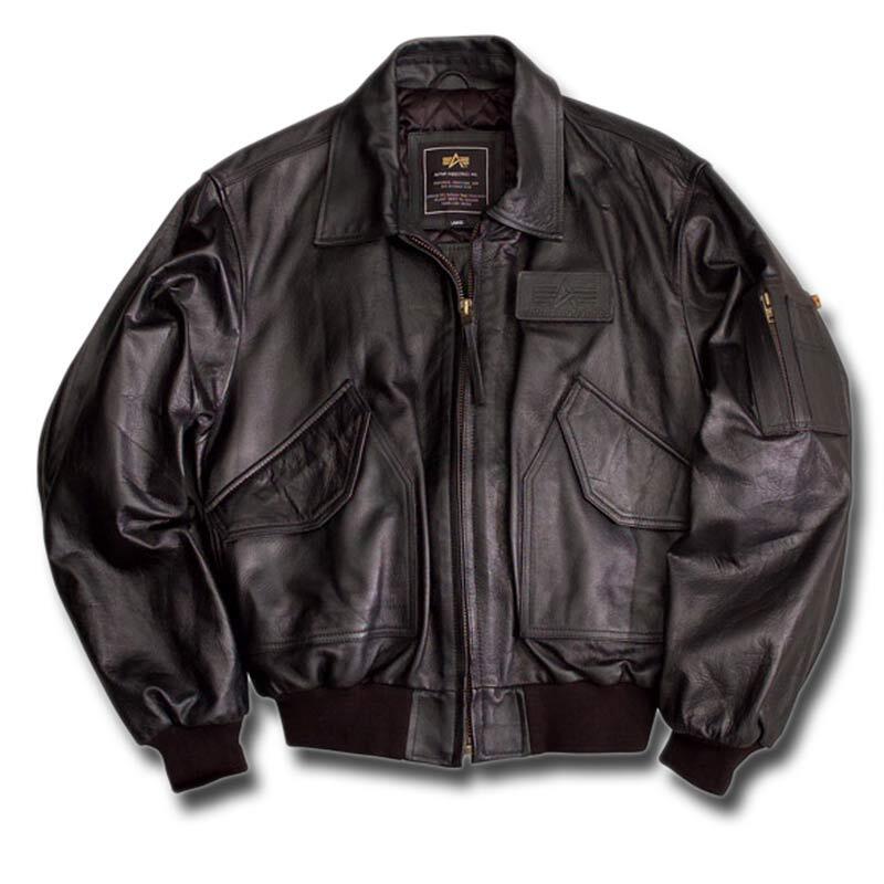 Кожаные куртки мужские в стиле 90 Купить Кожаная куртка Альфа CWU Leather 45/P из натуральной кожи черного цвета X