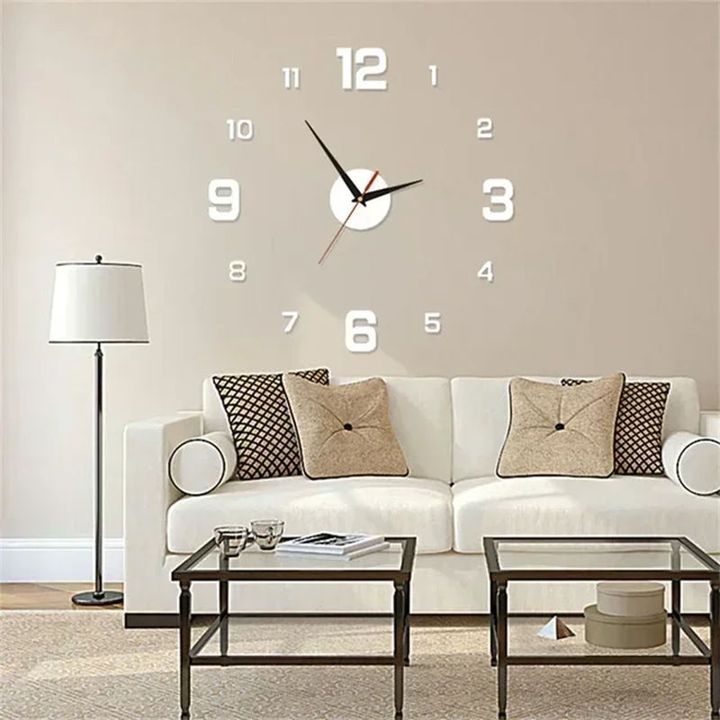 DIY Wall Clock for Home Office 40Cm Frameless Modern 3D Wall