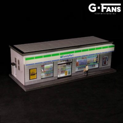 G-FANS Diorama 1:64 Shopping Store LED Lighting Vehicle Parking Lot Display 2024
