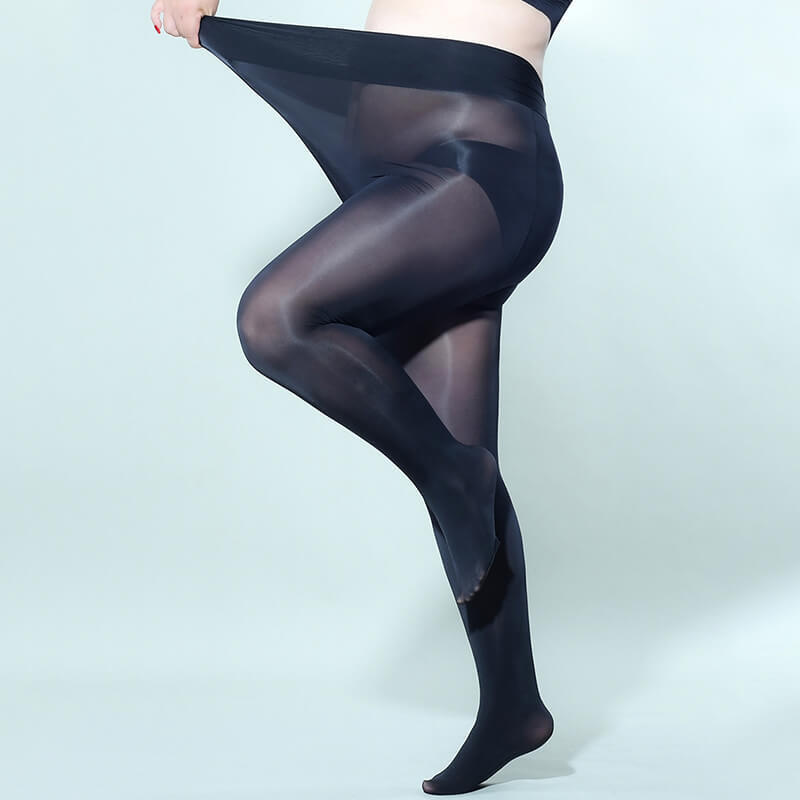 300lbs Plus Size Women Shiny Glossy Pantyhose Sheer Stockings Open Crotch Tights