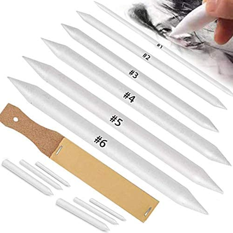 N  12 PCS Blending Stumps and Tortillions Paper Art Blenders with Sandpaper Penc