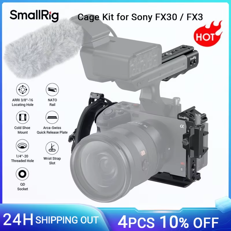 FX30 FX3 Handheld Cage Kit for Sony FX30 FX3 with XLR Handle Extension Rig, Wris