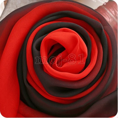 New Black amp Red Long Soft Women Fashion Chiffon Scarf Wrap Shawl Stole Scarves