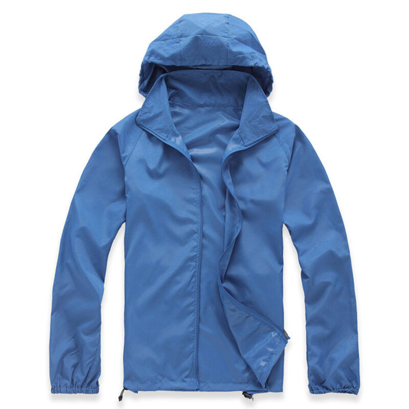 Women Men Classic Waterproof Rain Jacket Hooded Lightweight Coat Pack Away Hood-