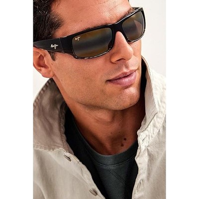 Pre-owned Maui Jim Unisex Worldcup Polarized Wrap Sunglasses Large In Brown