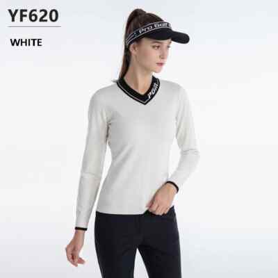 PGM Women Long Sleeve Patchwork Golf Sweaters Lady Warm Knitted Tops Pullover