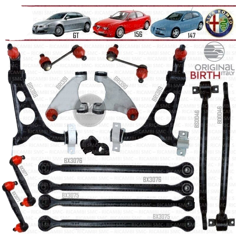 KIT BRACCI BIRTH 16 PEZZI POSTERIORI ANTERIORI ALFA ROMEO 147 156 GT ORIGINALI