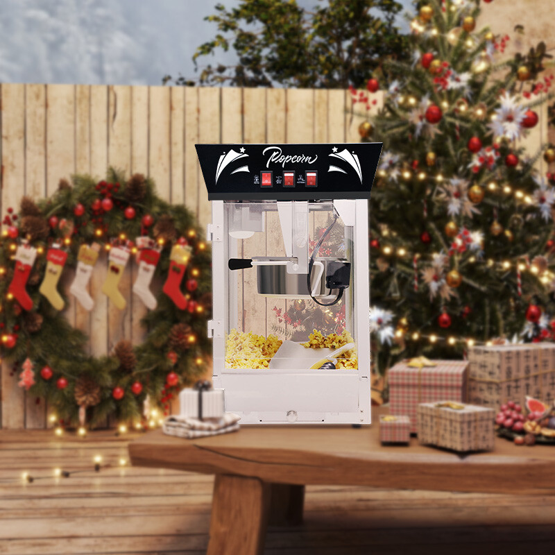 Commercial Popcorn Maker Machine 12 oz Kettle Tempered Glass Warming Deck 850W