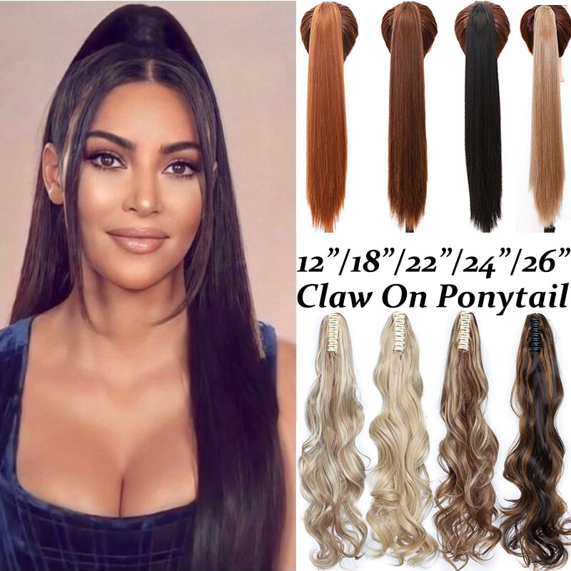 Kamm on Haarteil Zopf Pferdeschwanz Haarverlängerung Echte Dick Glatt Ponytail