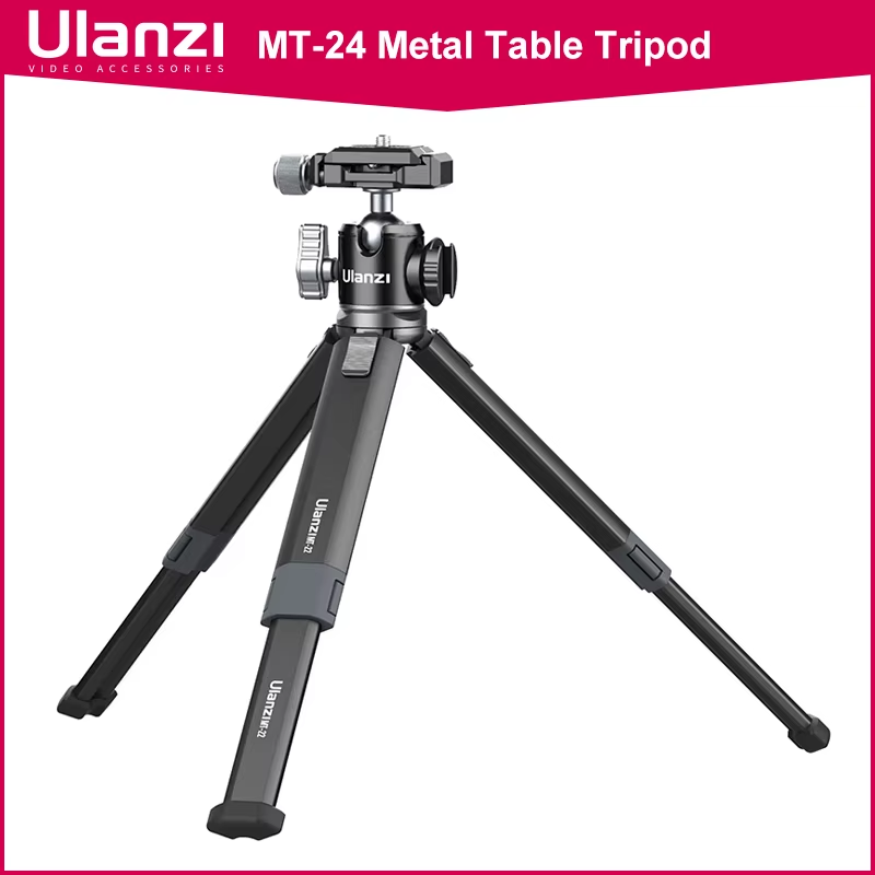 Metal Table Tripod with Cold Shoe for Microphone LED Light Extend Vlog Tripod fo