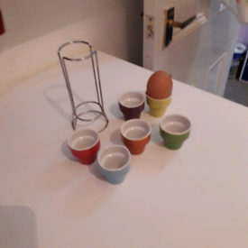 6 Egg cups with stand