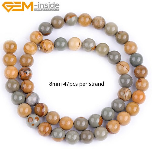 Natural Round American Picture Jasper Gemstone Beads For Jewelry Making Smooth