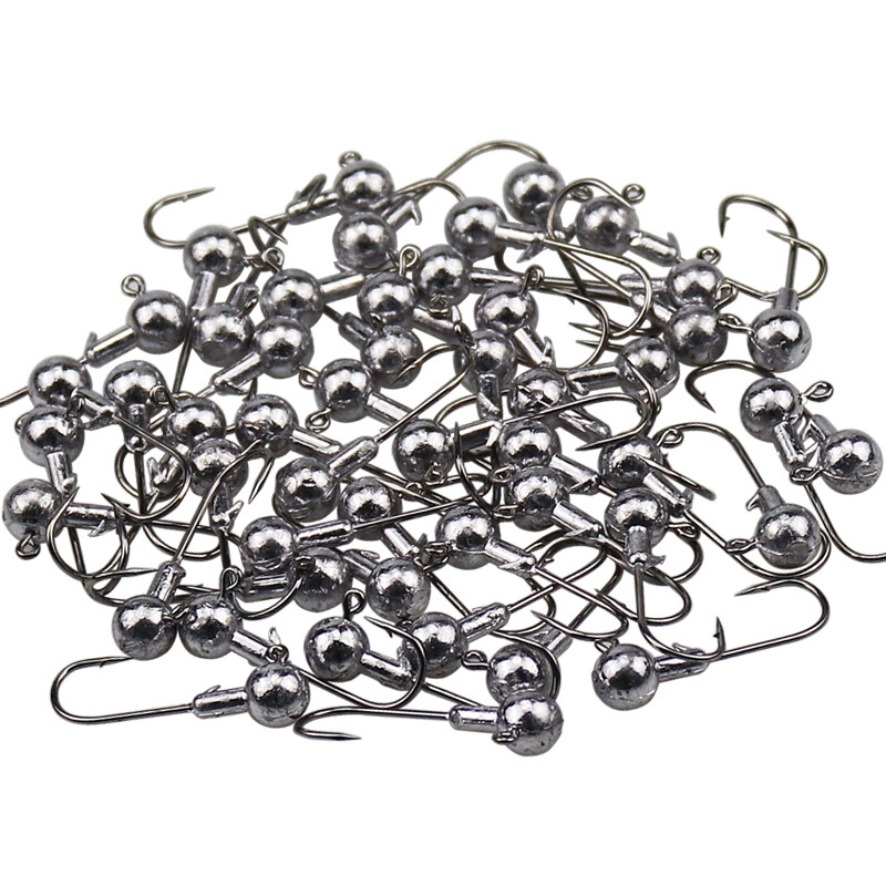50Pcs 1/32 1/16 1/8 oz Lead Jig Head Fishing Hooks Jig Heads Lures Bait Crappie