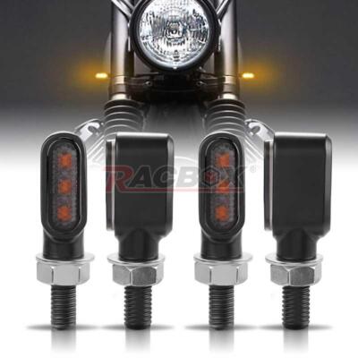 4pcs Motorcycle LED Mini Turn Signals Amber Light Blinker For Bobber Cafe Racer