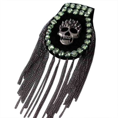 Black for Rhinestone Shoulder Patches Motifs Fringe Tassel Epaulet Shoulder Broo