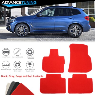 18-24 G01 X3 G02 X4 Red Nylon Floor Mats 1st 2nd Row Carpets Liners FOR: (BMW)