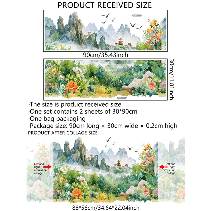 PVC Mountain Paysage Autocollant Mural Grand Décalques pour Vivant Chambre Décor