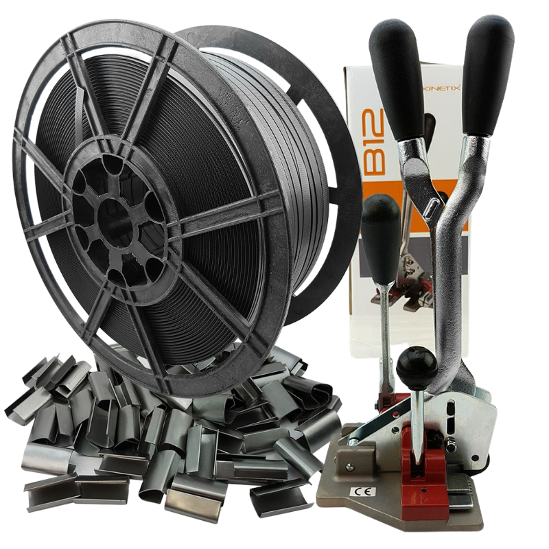 STRAP BY HAND PALLET STRAPPING PACK BANDING/SEALING STRAPS PALLETS/CARTONS KIT 1