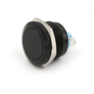 1Pc 22Mm Waterproof Black Momentary Metal Flat Top Push Button Switch JCMAEK-ji