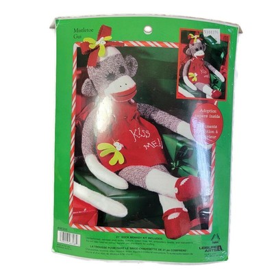 Mistletoe Kiss Me Sock Monkey Leisure Arts 21'' Red Heel Christmas Kit - Sealed