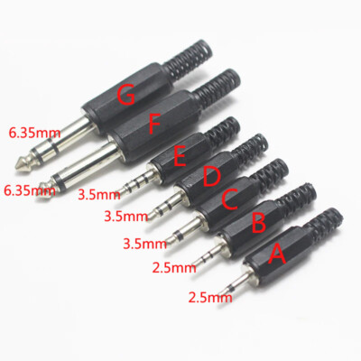 2.5mm 3.5mm 6.35mm Jack Connector Plug Male Wire Audio DIY Mono Stereo Adapter