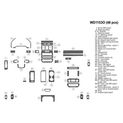 For Ford F-150 15-20 B&I 2D Real S. American Rosewood Small Dash Kit 48 Pcs