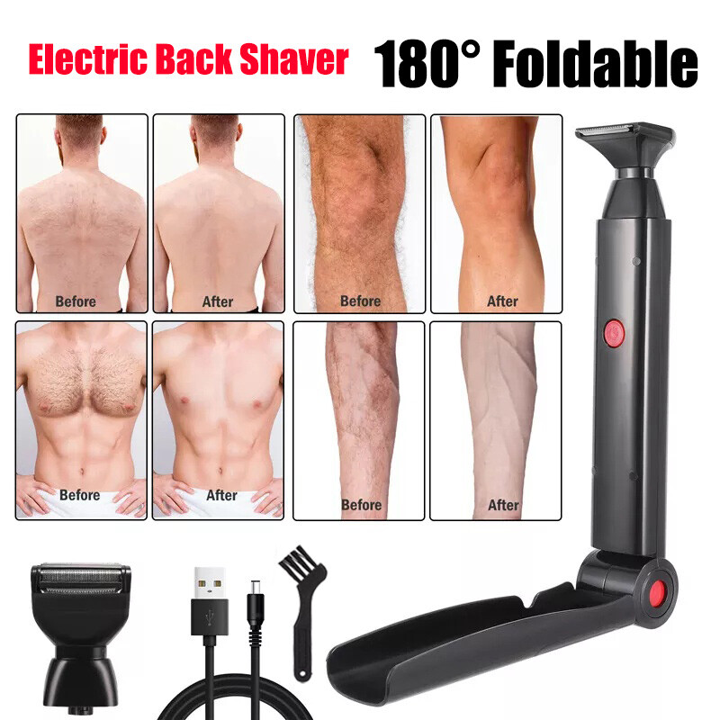 Electric Back Shaver For Men Long Handle Body Hair Removal Facial Razor Trimmer