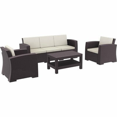 Compamia Monaco 4 Piece Outdoor Sofa Set in Brown with Cushion