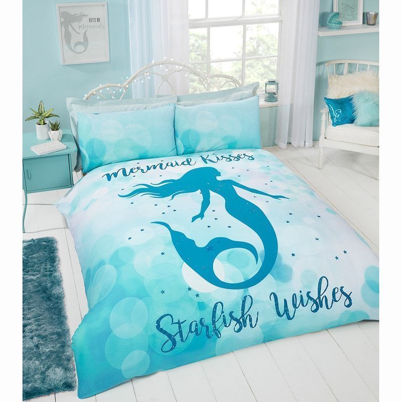 Mermaid Duvet Cover Set Glitter Aqua Bed Blue Bedding Price