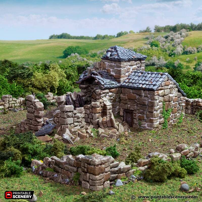 Ruined French Mausoleum, Medieval Building Ruins Terrain, King and Country - Picture 1 of 7