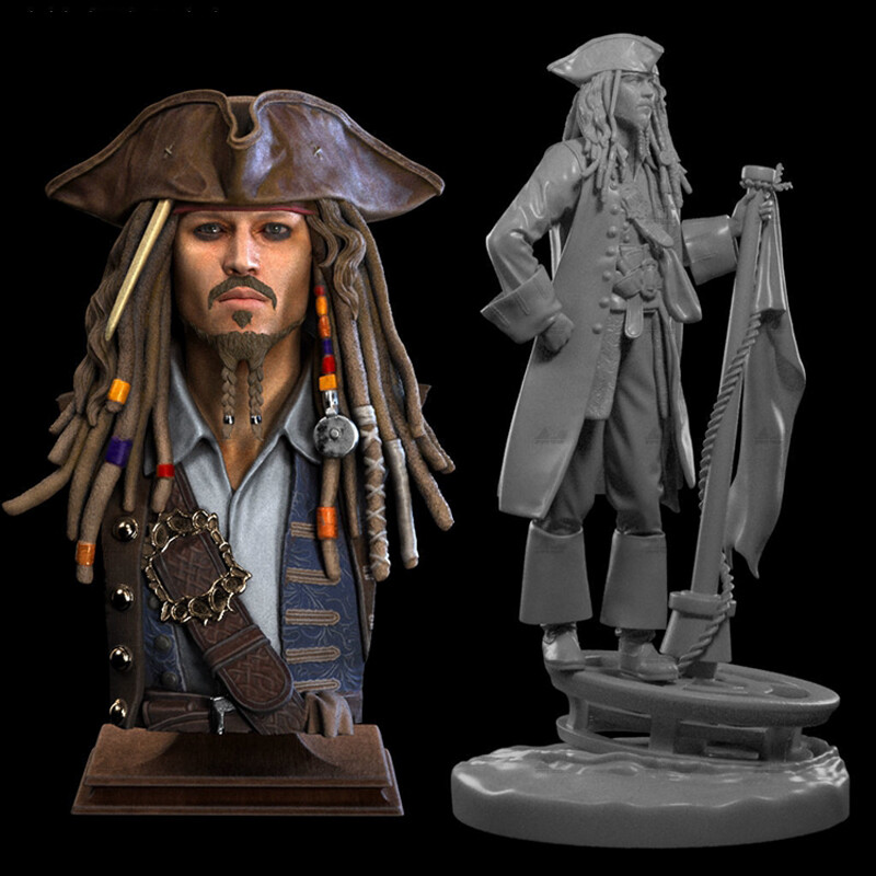 Jack Sparrow 3D Print 1/8 1/6 Figure Model Kit Unpained