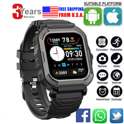 NEW Bluetooth Smart Watches For iPhone Android Samsung LG Fitness Tracker Men