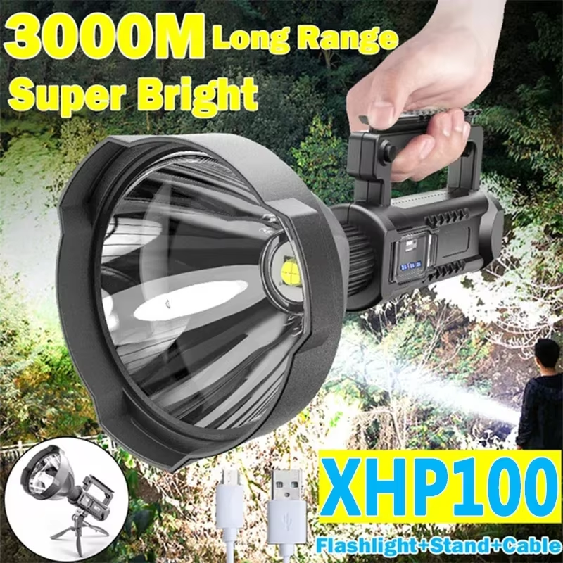 Portable Powerful LED Flashlight Mountable Bracket Handheld Searchlight USB Rech
