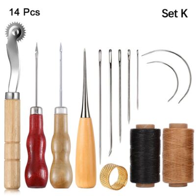 Hand Quilting Needles Sewing Awl  Leather Crafts Stitching Upholstery Repair Kit