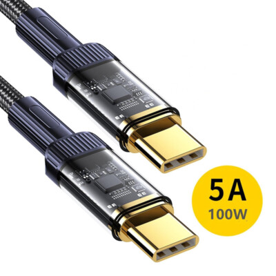 PD 100W 5A USB-C Fast Sync Cable + Charger For Samsung S24 Ultra S23 S22 S21 S20