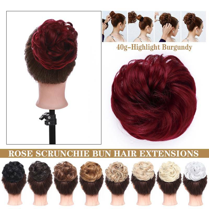 Ombre Colored Messy Bun Hair Piece Scrunchie Updo Cover Hair Extensions Chignon