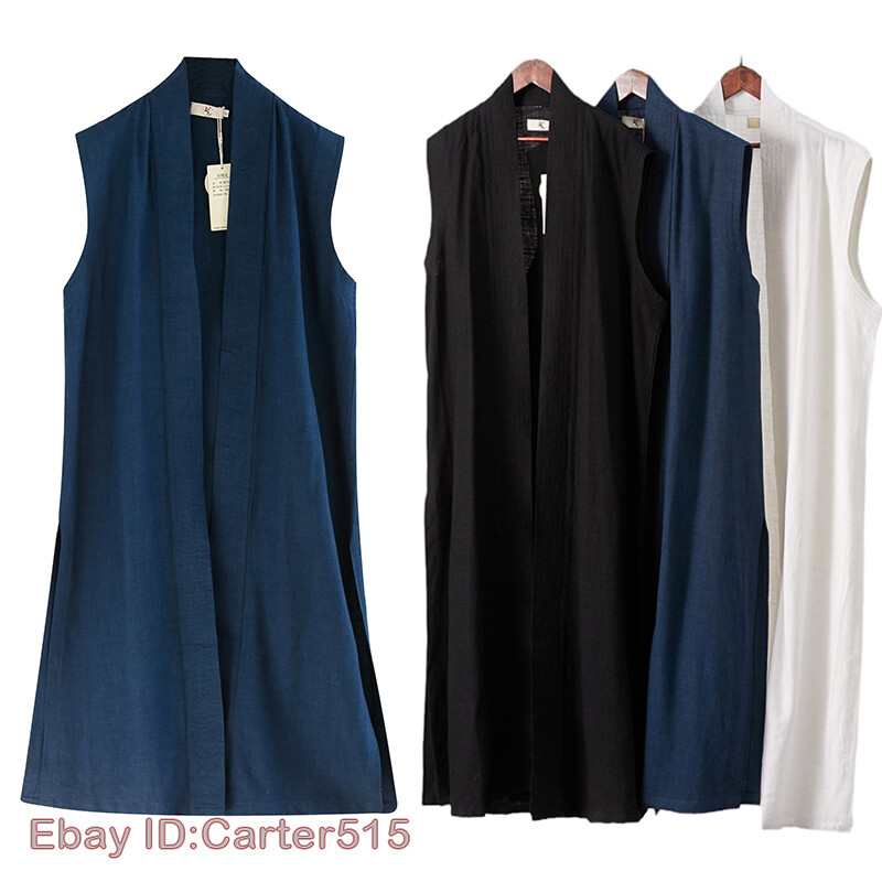 Men's Chinese style Trench Coat Vest Sleeveless Jacket