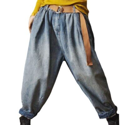 Ladies Fashion Loose Vintage Denim Pants Luxury Casual Jeans Classic Trousers