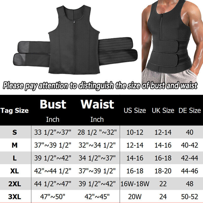 Men's Sauna Suit Sweat Vest Neoprene Tank Top T-Shirt Body Shaper Waist Trainer