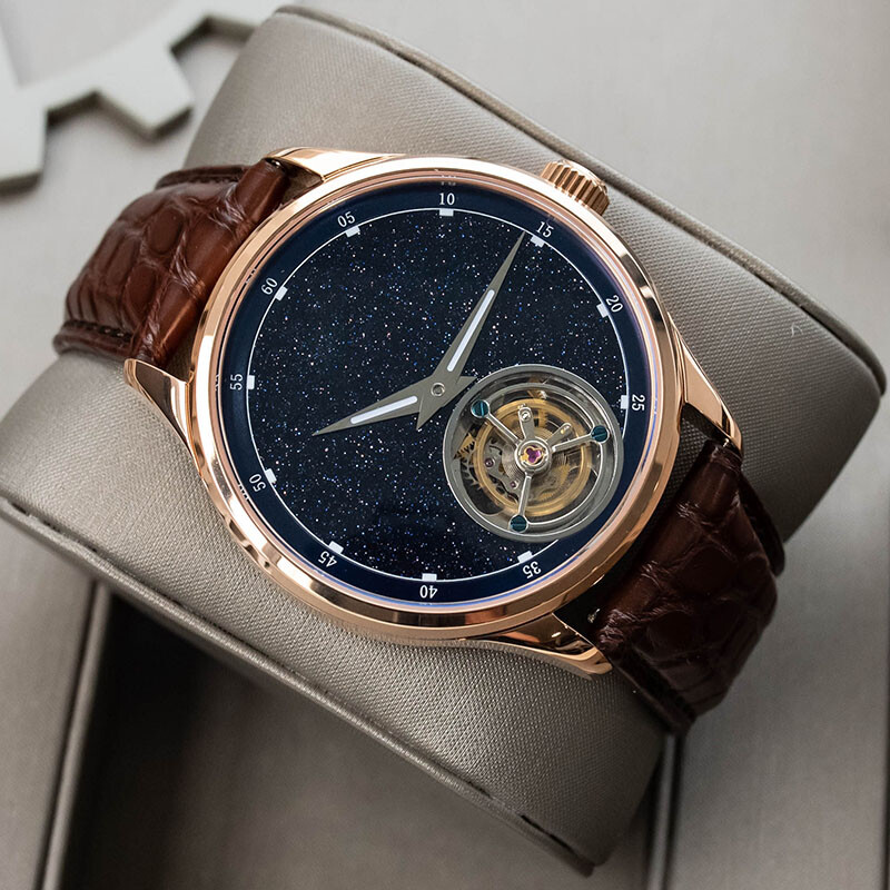 Pre-owned Sugess Tourbillon Blue Goldstone Dial Seagull St8230 Mechanical Watch Su8230strc