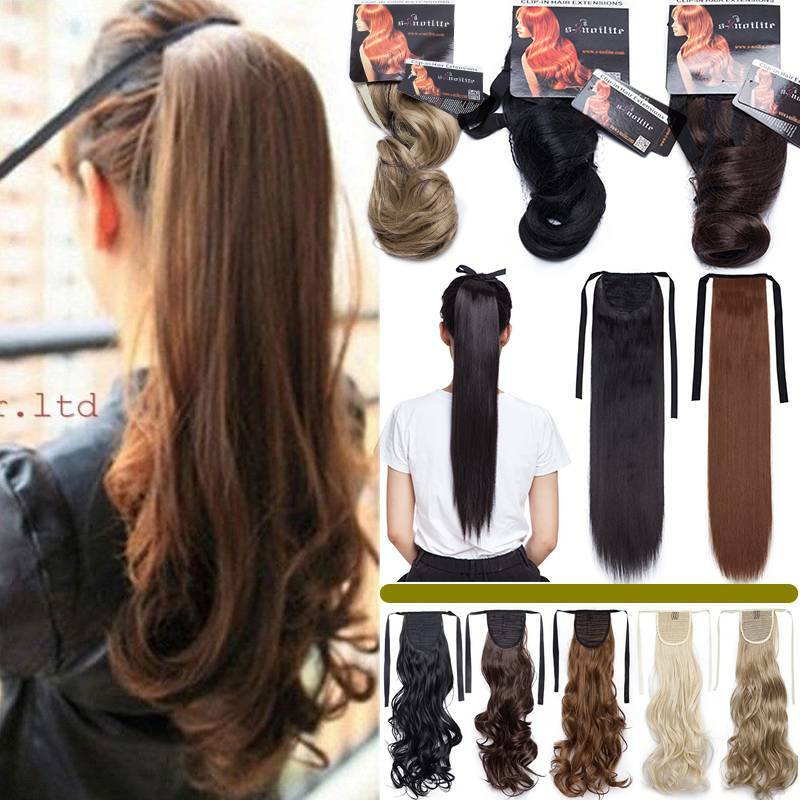 Real Long Synthetic Drawstring Tie Up Ponytail Binding Pony Tail