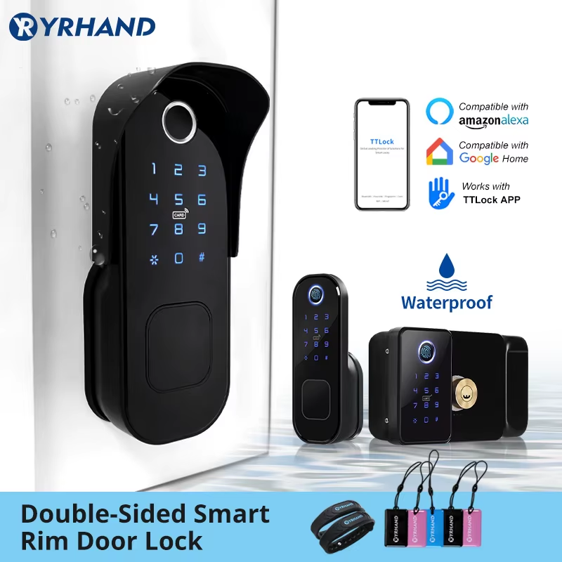 double Fingerprint Door Lock Waterproof Outdoor Gate Bluetooth TT Lock Wifi Pass